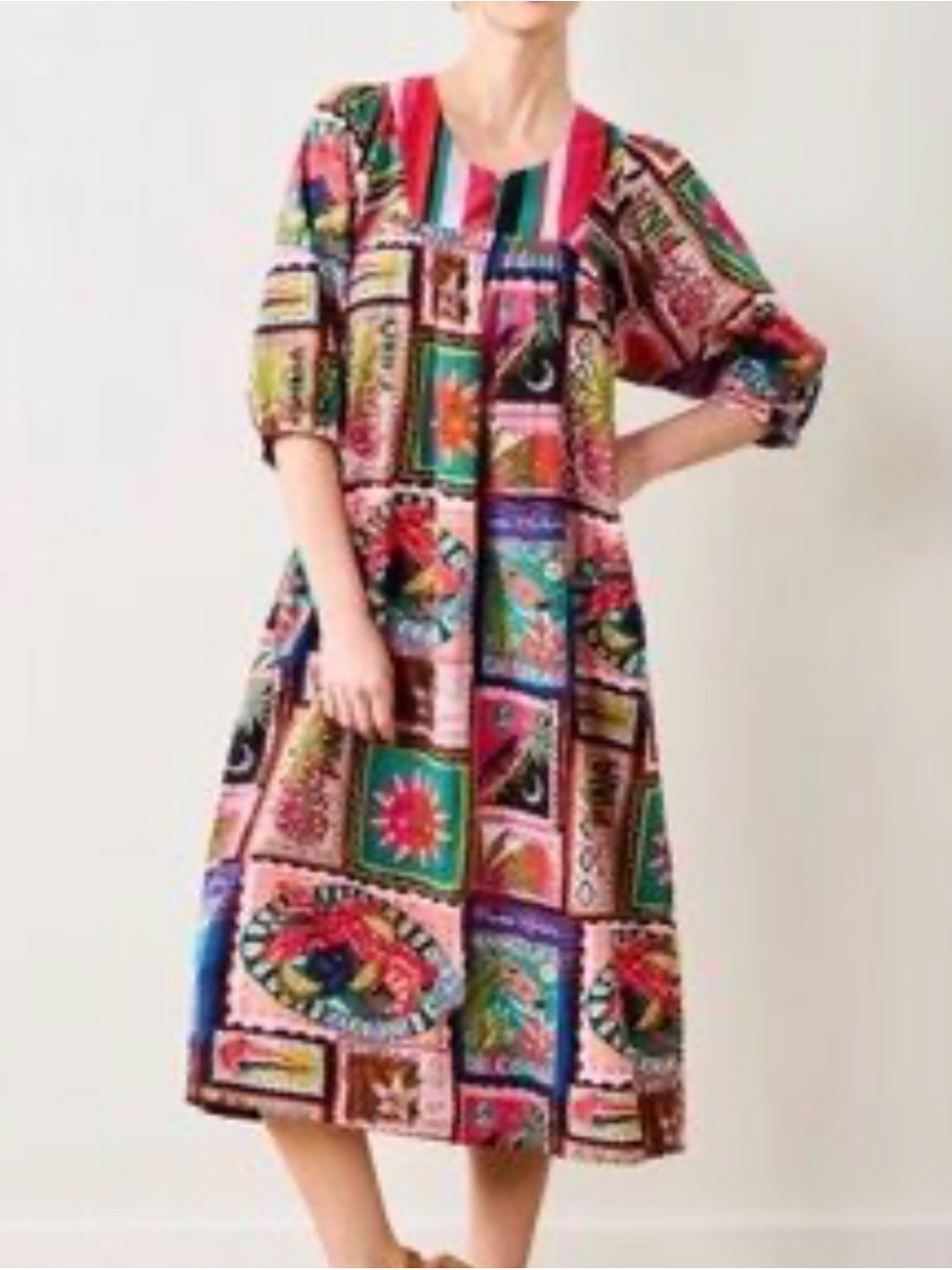NWT Print Fresh Colorful Coast Postcard Dress 3X